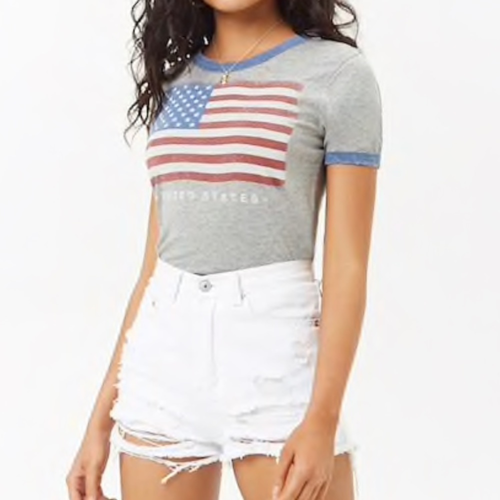Forever 21 heathered knit ringer tee a faded wash